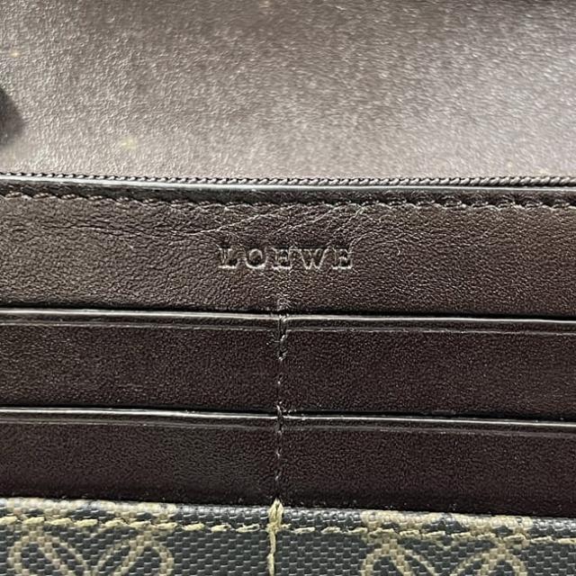 ロエベ 二つ折り 長財布 ダークグレー アナグラム 168 80 966 美品 財布 PVC レザー 中古 LOEWE ロゴ 総柄 ホック ロング ウォレット 小銭入れ有 ヴィンテージ レディース メンズ男女兼用 定番 人気 シンプル_6