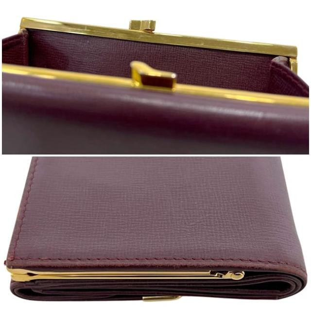 カルティエ 三つ折り 財布 ボルドー マスト ガマグチ 美品 レザー 中古