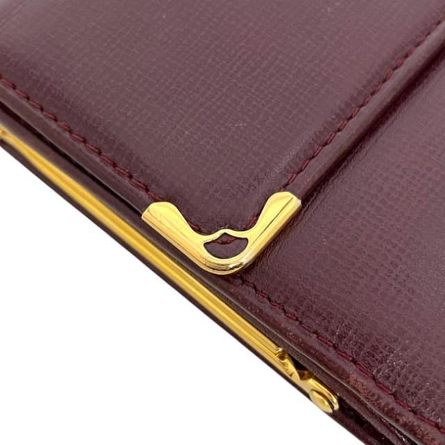 カルティエ 三つ折り 財布 ボルドー マスト ガマグチ 美品 レザー 中古