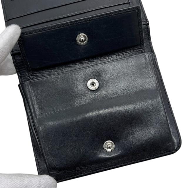 プラダ 三つ折り 財布 ブラック NERO コンパクト パテント レザー 中古 