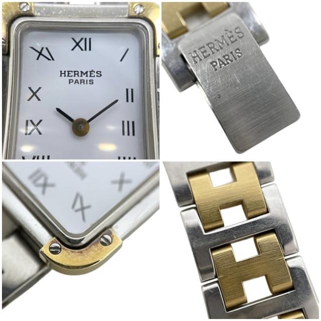 エルメス 腕時計 クロアジュール ホワイト シルバー ゴールド CR1.240 美品 時計 電池式 SS 中古 クオーツ_5