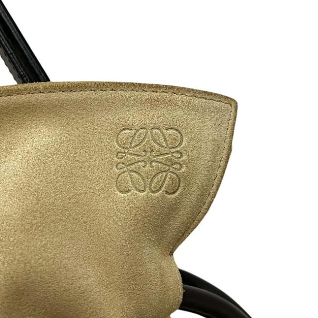 ロエベ 2way 巾着バッグ フラメンコノット ベージュ ダークブラウン フラメンコ 美品 ショルダーバッグ セミショルダー スエード レザー 中古 011505