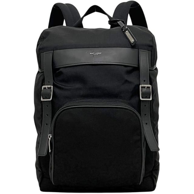 サンローラン バックパック ロックサック ブラック 黒 PLB468008 美品 リュック キャンバス レザー 中古 1117 SAINT LAURENT