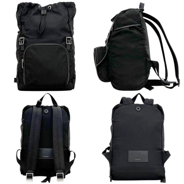 サンローラン バックパック ロックサック ブラック 黒 PLB468008 美品 リュック キャンバス レザー 中古 1117 SAINT LAURENT_1