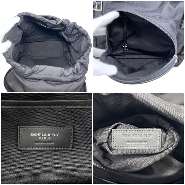 サンローラン バックパック ロックサック ブラック 黒 PLB468008 美品 リュック キャンバス レザー 中古 1117 SAINT LAURENT_3