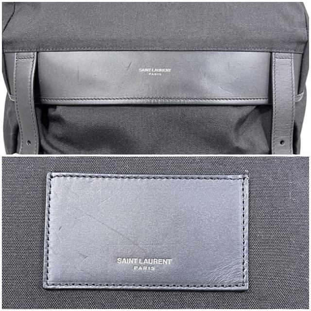 サンローラン バックパック ロックサック ブラック 黒 PLB468008 美品 リュック キャンバス レザー 中古 1117 SAINT LAURENT_4