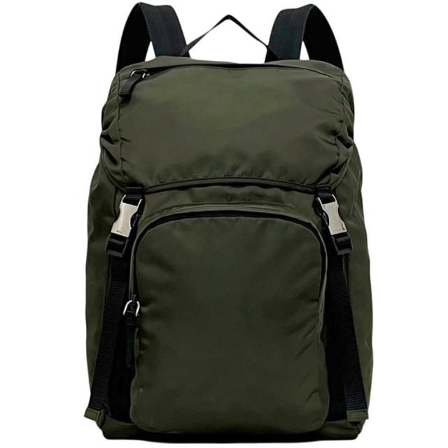プラダ バックパック リュック カーキグリーン MIMETICO テスート MONTAGN V135 美品 ナイロン レザー 中古 164