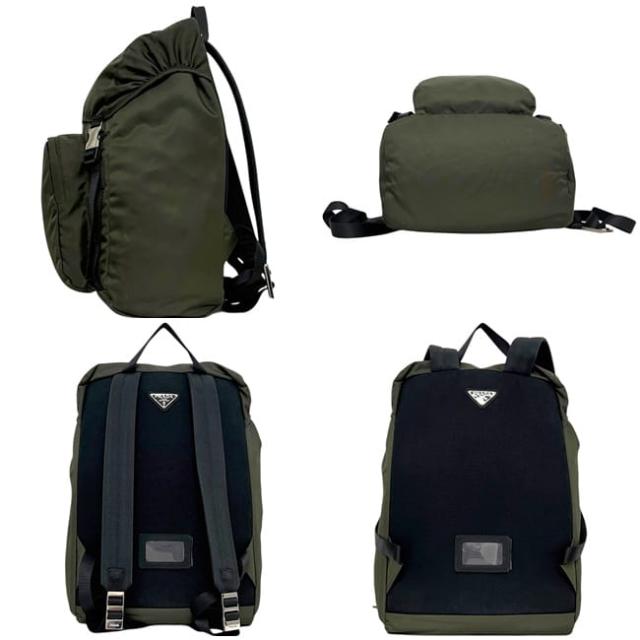 プラダ バックパック リュック カーキグリーン MIMETICO テスート MONTAGN V135 美品 ナイロン レザー 中古 164_2