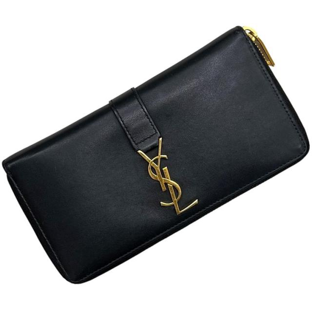 サンローラン ラウンドファスナー 長財布 ブラック 黒 カサンドラ CFP 414570 1017 美品 財布 YSL レザー 中古 SAINT LAURENT