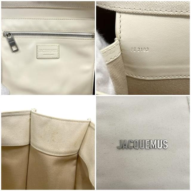 ジャックムス トートバッグ Le Cabas Cuerda ホワイト 白 クエルダ 236BA305-3137 110 美品 キャンバス 中古 PE2103_2