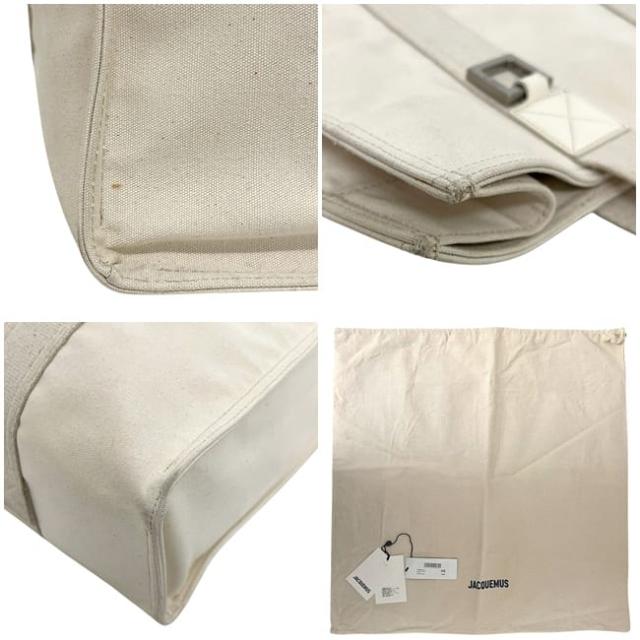 ジャックムス トートバッグ Le Cabas Cuerda ホワイト 白 クエルダ 236BA305-3137 110 美品 キャンバス 中古 PE2103_4