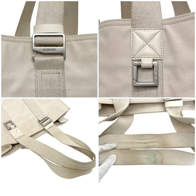 ジャックムス トートバッグ Le Cabas Cuerda ホワイト 白 クエルダ 236BA305-3137 110 美品 キャンバス 中古 PE2103_9