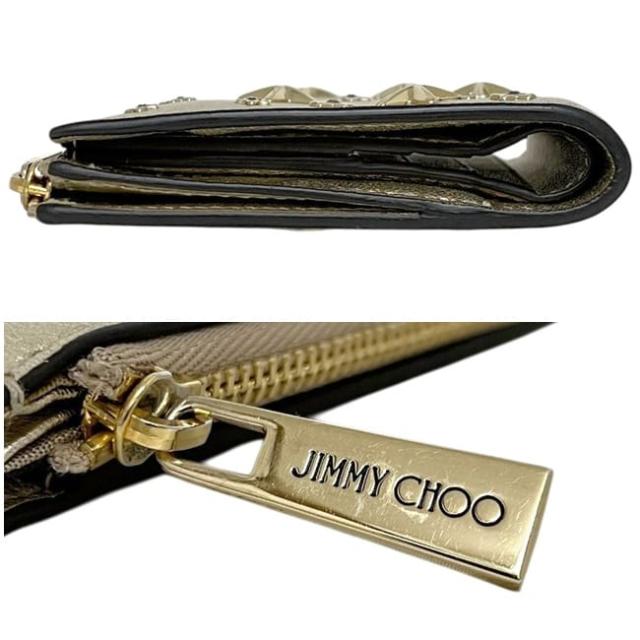 ジミーチュウ 二つ折り 財布 ゴールド 金色 HANNI U AUR OO0955 美品 星 レザー スタッズ 中古 JIMMY_2