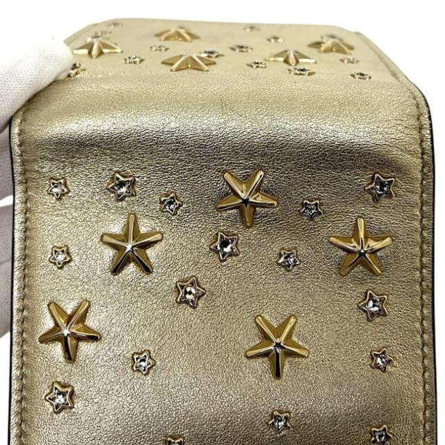 ジミーチュウ 二つ折り 財布 ゴールド 金色 HANNI U AUR OO0955 美品 星 レザー スタッズ 中古 JIMMY_9