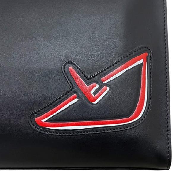 フェンディ クラッチペダル御徒面子 黒いこと 黒 バッグバグズ 7VA433 A72K 198 0189 美品 異類異形 なめし革 中古