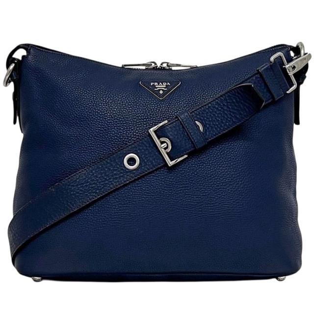 プラダ ショルダーバッグ ネイビー 紺色 ヴィッテロダイノ 美品 クロスボディ レザー 中古 14/Ｃ