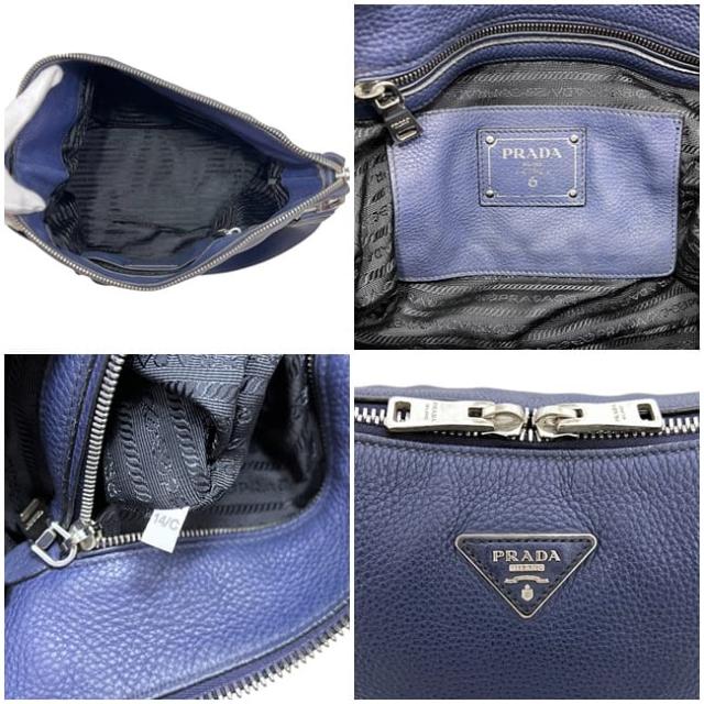 プラダ ショルダーバッグ ネイビー 紺色 ヴィッテロダイノ 美品 クロスボディ レザー 中古 14/Ｃ_2