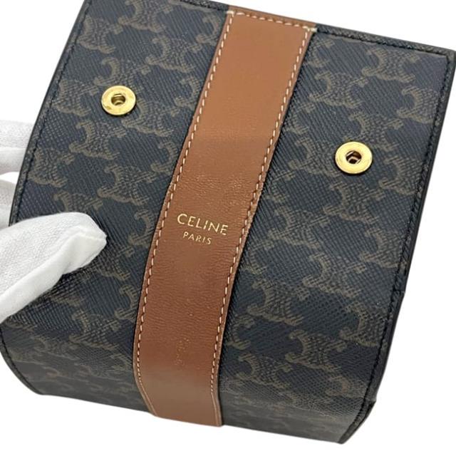 セリーヌ 三つ折り 財布 ブラック ブラウン マカダム 10D57 2BZ9 01TA 美品 PVC レザー 中古 W-IE-2272_6