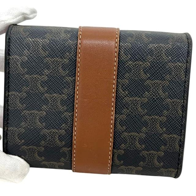 セリーヌ 三つ折り 財布 ブラック ブラウン マカダム 10D57 2BZ9 01TA 美品 PVC レザー 中古 W-IE-2272_9