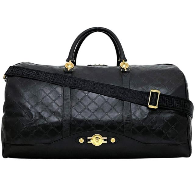 【未使用品】GIANNI VERSACE 黒 レザーボストンバッグ ジャンニ ヴェルサーチ 2way ボストンバッグ ブラック 黒 美品 旅行鞄