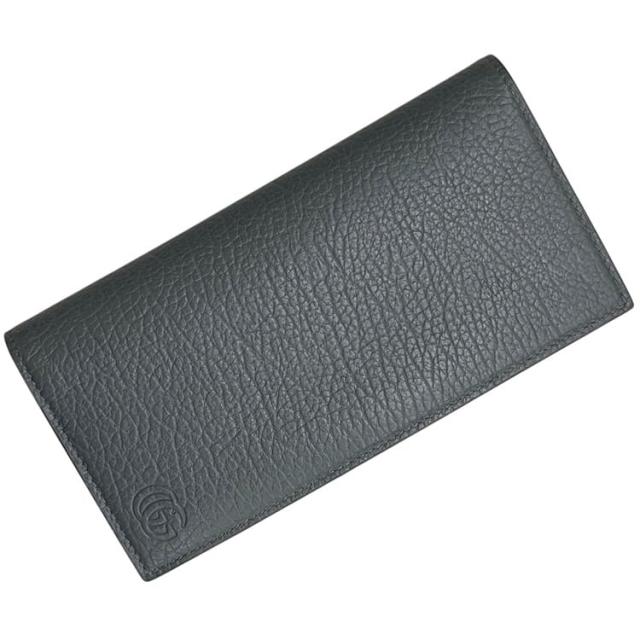 グッチ 二つ折り 長財布 グレー 79531 0416 美品 財布 レザー 中古