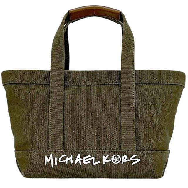 マイケルコース ハンドバッグ カーキグリーン 30S2G01T1C 美品 ミニトート コットンキャンバス 中古 MICHAEL