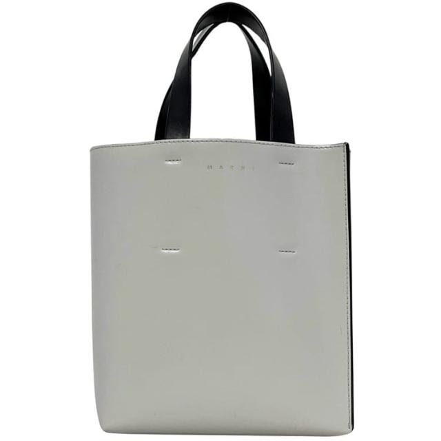 マルニ ハンドバッグ グレー ブラック 灰色 黒 美品 トートバッグ レザー 中古