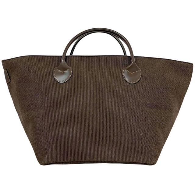 エルベシャプリエ トートバッグ ブラウン 茶色 美品 キャンバス レザー 中古 HERVE