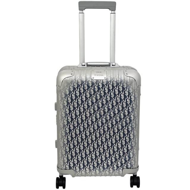 クリスチャン ディオール リモワ スーツケース キャビン シルバー ネイビー インディゴ オブリーク 925.90 美品 キャリーオン キャリーケース 4輪 40Ｌ アルミニウム 中古 Christian Dior