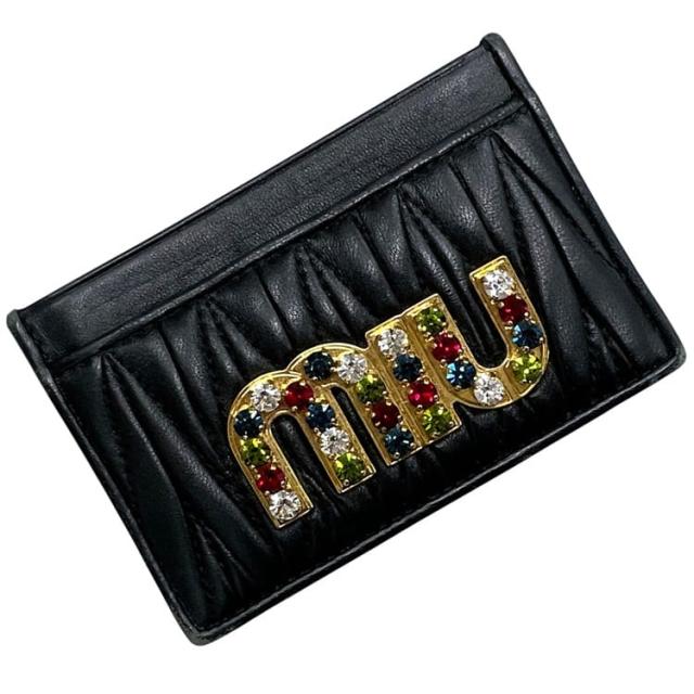 ミュウミュウ カードケース ブラック 黒 マテラッセ 美品 レザー 中古 157A miu