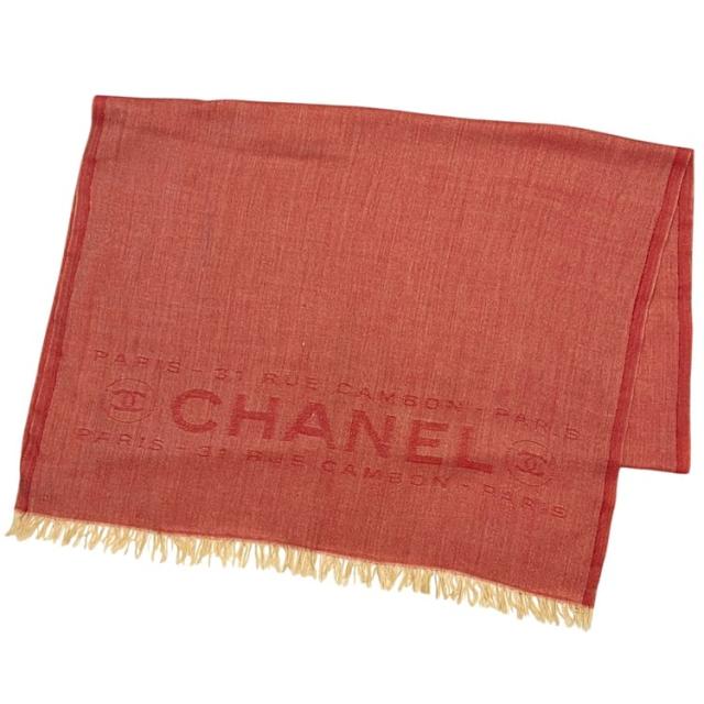 シャネル ストール レッド 赤 ココマーク 美品 クリーニング済み フリンジ カシミヤ 100% 中古