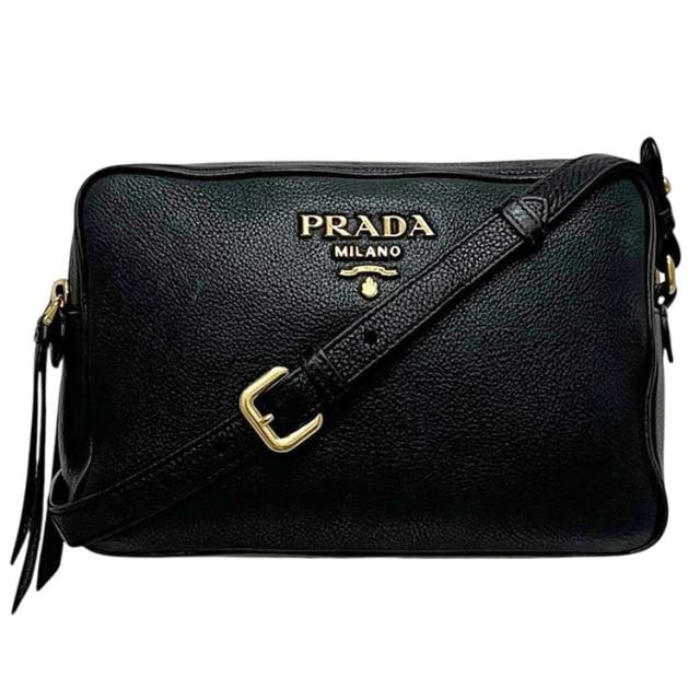 プラダ ショルダーバッグ 黒いこと NERO 黒 ヴィッテロダイノ 1BH079 美品 差し交わす上半身 なめし革 中古 19