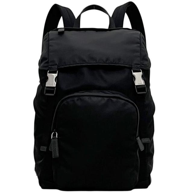 プラダ バックパック ブラック NERO 黒 テスート 2VZ135 美品 リュック ナイロン 中古 165 PRADA 大容量 旅行
