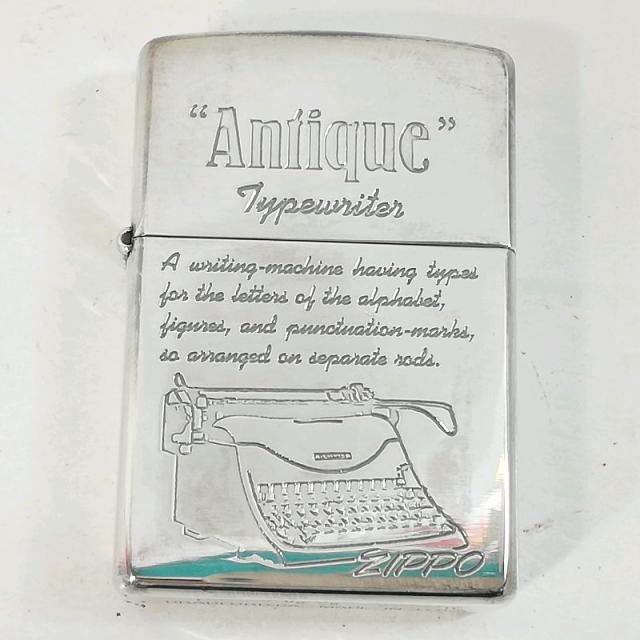 【未使用品】【送料無料】ZIPPO　Antique タイプライターモチーフ シルバー※メール便でお送りします【代引き不可】