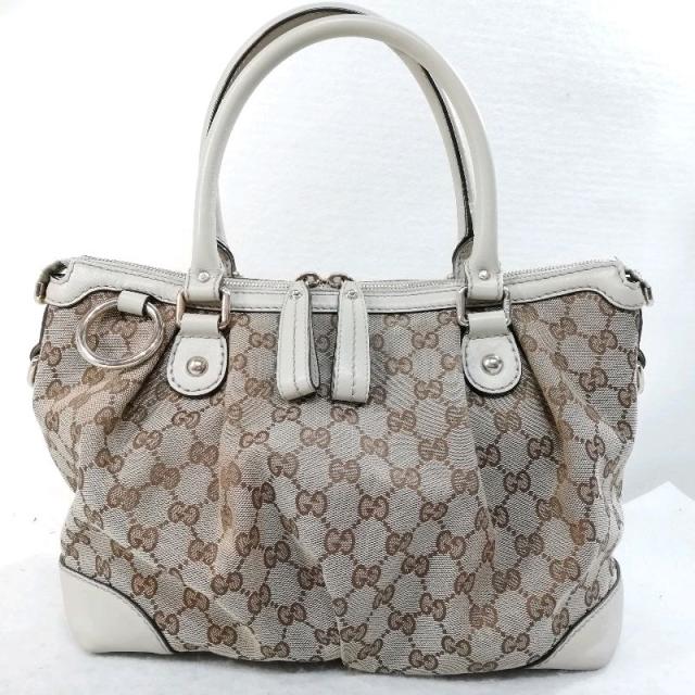 中古】GUCCI 247902.203998 GGキャンバス×レザー ハンドバッグ 