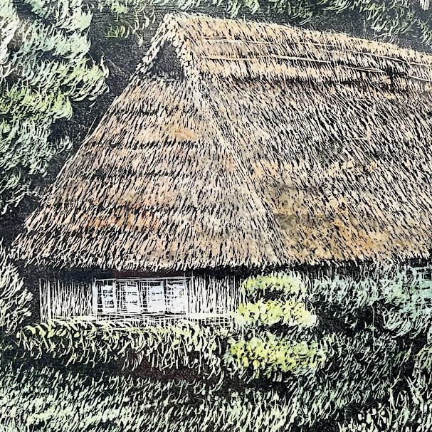 【中古】土居明生作 木版画 「初夏」 AP サイン 落款あり_6