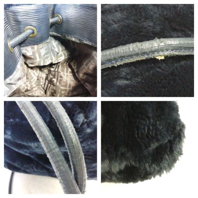 【中古】FENDI リュックサック ファー モコモコ ネイビー_5