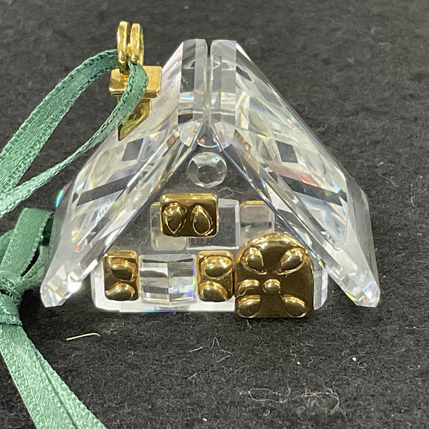 【中古】スワロフスキー　ジンジャーブレッド　ハウスオーナメント219872クリスタル　ゴールドメタル　クリスマス飾り【送料無料】