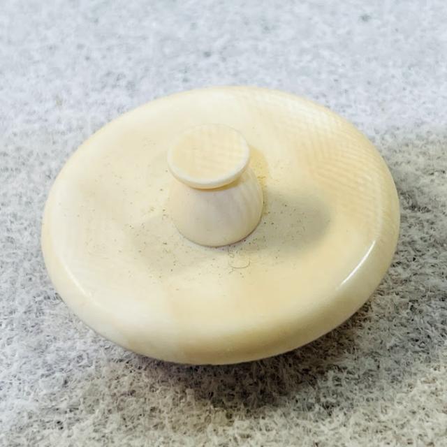 中古】茶道具 文琳茶入 備前焼 木村陶峰作 牙蓋・仕覆・共箱付属(在銘