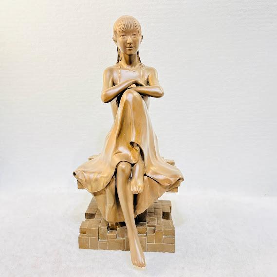 【中古】高岡銅器　洋風置物／プロムナード　稲田喜秀作品　化粧箱付【送料無料】_1