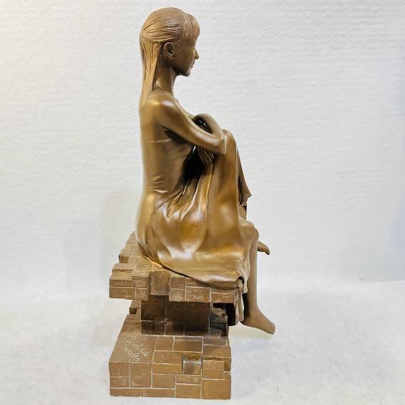 【中古】高岡銅器　洋風置物／プロムナード　稲田喜秀作品　化粧箱付【送料無料】_3
