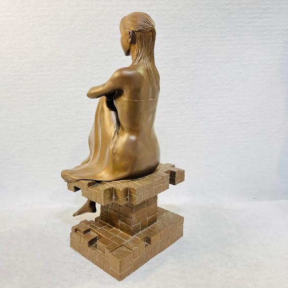 【中古】高岡銅器　洋風置物／プロムナード　稲田喜秀作品　化粧箱付【送料無料】_5