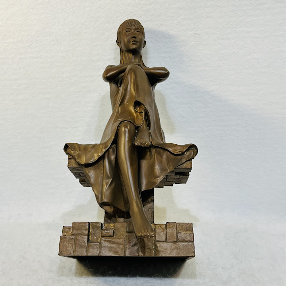 【中古】高岡銅器　洋風置物／プロムナード　稲田喜秀作品　化粧箱付【送料無料】_9