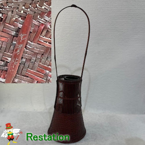 【中古】竹籠竹筒花入れ竹清作花籠 竹根のオトシ付 美術品 17,360円