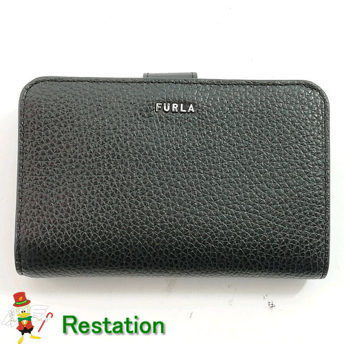 【中古】FURLA 二つ折り財布 BABYLON レディース PCX9UNO B30000 ブラック×レザー