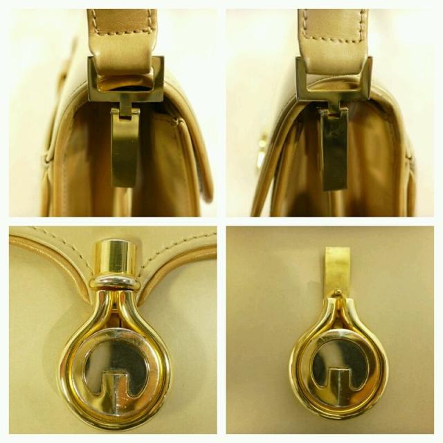 【中古】GUCCI オールドグッチ　セミショルダーバッグ　クリーム×レザー【送料無料】_4