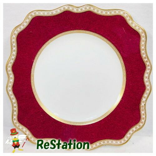 【中古】ウェッジウッド　ユーランダ?　パウダールビー　スクエアデザートプレート　21センチ角Wedgewood【送料無料】