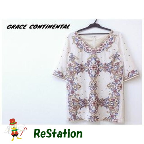 【中古】【送料無料】ダイアグラム グレースコンチネンタル Diagram GRACE CONTINENTAL マルチカラー刺繍カフタンワンピース キナリ レディース サイズ38