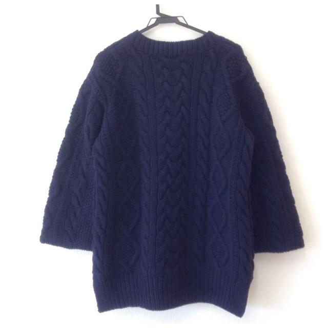 【中古】GRACE class グレースクラス ケーブルアランニットトップ ニット 長袖 ネイビー 18AW レディース サイズ36_1