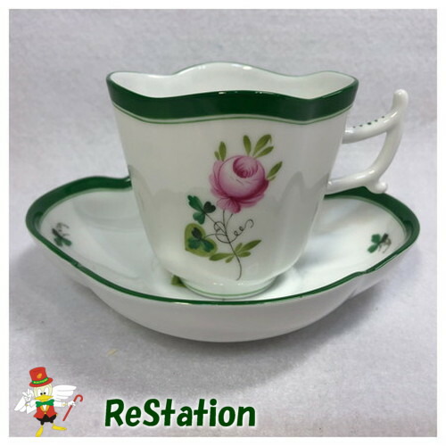 【中古】ヘレンド　ウィーンの薔薇コーヒーカップ＆ソーサーC&amp;S楕円　VRH04198　100【送料無料】【送料無料】